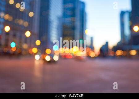 Defocalizzata colpo di Chicago di notte. Foto Stock