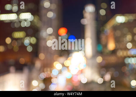 Defocalizzata colpo di Chicago di notte. Foto Stock