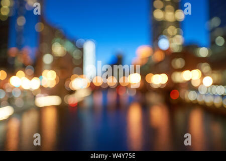Defocalizzata colpo di Chicago di notte. Foto Stock
