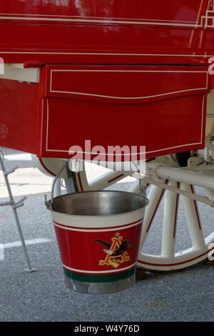 Budweiser Clydesdale team partecipanti nel 2019 Delaware State Fair, Harrington, Delaware, Stati Uniti d'America. Foto Stock