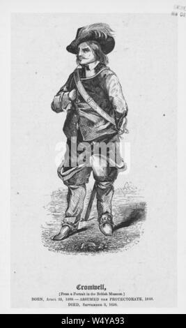 Illustrato ritratto di Oliver Cromwell, un militare inglese e leader politico da Huntingdon, Inghilterra, 1880. () Foto Stock