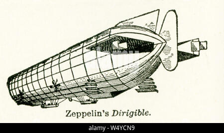 Questa illustrazione risale ai primi 1920s. La didascalia recita: Zeppelin il dirigibile. Un Zeppelin è un tipo di dirigibile rigido chiamato dopo il conteggio di tedesco Ferdinand von Zeppelin, che per primo sperimentò dirigibile rigido sviluppo agli inizi del XX secolo. Foto Stock