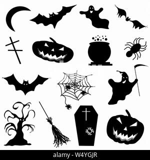 Una raccolta di icone 15 halloween illustrazione vettoriale Illustrazione Vettoriale