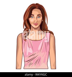 Pop art beautiful and young woman cartoon Illustrazione Vettoriale