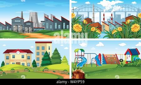 Serie di scene in natura illustrazione di impostazione Illustrazione Vettoriale