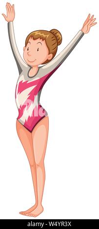 La ginnastica ragazza sfondo bianco illustrazione Illustrazione Vettoriale