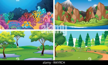 Set di diverse scene illustrazione Illustrazione Vettoriale