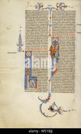 Ho iniziale: Esther prima che il re Assuero e offeso la regina Vashti, sconosciuto, Bologna, Emilia Romagna, Italia, circa 1280-1290, tempere, foglia oro e inchiostro su pergamena, Leaf: 37,5 × 24,8 cm (14 3/4 x 9 3/4 in Foto Stock