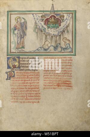 Il tempio di Dio con il tabernacolo nel cielo, sconosciuto, Londra (probabilmente), Inghilterra, circa 1255 - 1260, tempere, foglia oro, colorato di lavaggi, penna e inchiostro su pergamena, Leaf: 31,9 x 22,5 cm (12 9/16 x 8 7/8 in Foto Stock