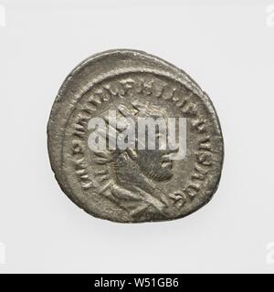 Antoninianus di Filippo I, sconosciuto, Roma, Lazio, l'Italia, 244 - 249, argento o bronzo argentato), 0,004 kg (0.0088 lb Foto Stock