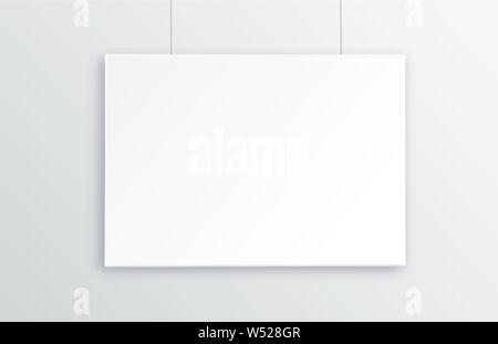 A3, A4 orizzontale blank foto cornice per fotografie. Foto nella gallery con sospensione . Isolato picture frame modello mockup su grigio Illustrazione Vettoriale