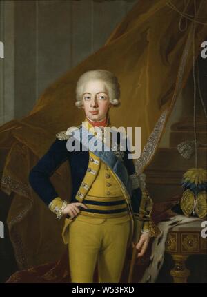 Per Krafft il sambuco, il re Gustav IV Adolf, Gustav IV Adolf, 1778-1837, re di Svezia, pittura, ritratto, Gustav IV Adolf di Svezia, 1793, olio su tela, altezza 127 cm (50 pollici), larghezza di 95 cm (37,4 pollici), firmato P. Krafft px 1793. Foto Stock