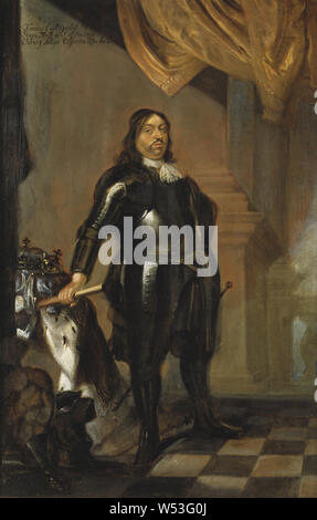 Attribuito ad Abramo Wuchters, Re Karl X Gustav, Karl X Gustav, 1622-1660, re di Svezia pfalzgreve di Zweibrücken, pittura, ritratto, Carlo X Gustavo di Svezia, olio su rame, altezza 35 cm (13,7 pollici), Larghezza 23 cm (9 poll.) Foto Stock