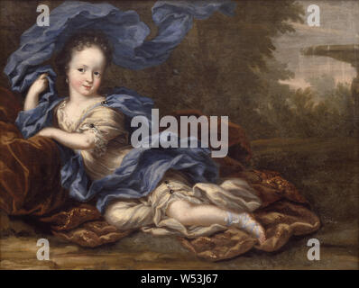 Attribuita a David Klöcker Ehrenstrahl, Principessa Hedvig Sofia, Hedvig Sofia, 1681-1708, Principessa di Svezia, duchessa di Holstein-Gottorp, pittura, ritratto, Hedvig Sophia di Svezia, 1684, olio su tela, altezza 83 cm (32,6, pollici), larghezza 106 cm (41,7 pollici), firmato, D. Klöcker Ehrenstrahl 1684 Foto Stock