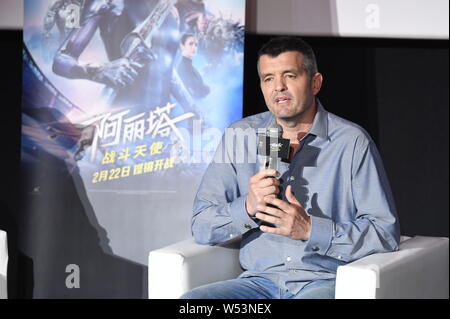 Eric Saindon, American supervisore degli effetti visivi di Weta Digital partecipa ad un evento di condivisione per "alita: Battle Angel' a Pechino in Cina, 25 gennaio 2019. Foto Stock