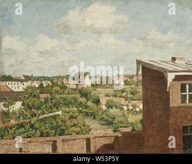 Agosto Jernberg, vista da Düsseldorf, pittura, 1865, Olio su carta, altezza 31 cm (12,2 pollici), larghezza di 40 cm (15,7 pollici), firmato un Jernberg Foto Stock