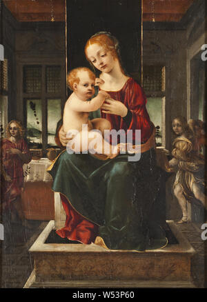 Francesco Napoletano, Madonna con bambino Madonna con bambino, pittura, l'arte religiosa, olio su pannello, altezza 68 cm (26,7 pollici), Larghezza 50 cm (19,6 pollici) Foto Stock