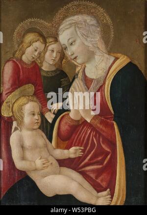 Maestro della Natività di Castello, la Madonna e il Bambino, la Madonna con il bambino, pittura, l'arte religiosa, olio su pannello, altezza 70 cm (27,5 poll.), Larghezza 53 cm (20,8 pollici) Foto Stock