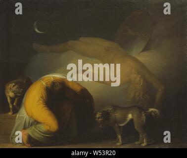 Nicolai Abildgaard, lo spirito di Culmin appare a sua madre (da canti di Ossian), Culmin's gossip appare alla madre (da Ossian canzoni), pittura, olio su tela, altezza 63 cm (24,8 pollici), Larghezza 78 cm (30,7 pollici) Foto Stock