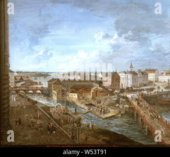 Elias Martin, vista di Stoccolma Stoccolma vista, Vista dal Palazzo Reale, pittura, Tempera su carta, altezza di 51 cm (20 pollici), Larghezza 59 cm (23,2 pollici), iscrizione, vue de Stoccolma lode de la Chambre de Societé du petits, appartamenti de Sa Majesté La Reine Signated, E. Martin. Foto Stock