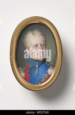 Liepmann Fraenckel, re Fredrik VI, Re Frederik VI di Danimarca, Fredrik VI (1768-1839), re di Danimarca, pittura, gouache su avorio, altezza 5,1 cm (2 poll.), larghezza 3,4 cm (1,3 pollici) Foto Stock