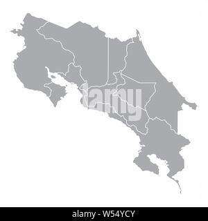 Costa Rica regioni mappa Illustrazione Vettoriale