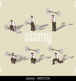 Sollevamento Business dollar coin forma barbell Foto Stock