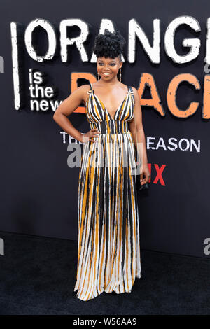 New York, NY - Luglio 25, 2019: Susan Heyward assiste l'arancione è il nuovo nero' finale di stagione in prima mondiale al Lincoln Center Alice Tully Hall Foto Stock