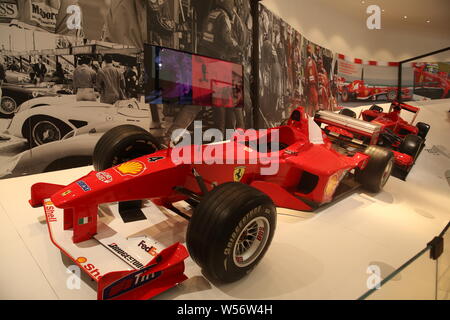 Vista del "Ferrari: sotto la pelle " esposizione in Macau, Cina, 24 gennaio 2019. Macao resort City of Dreams è teaming in su con il Design Museum Foto Stock