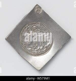 Assedio di Amsterdam, moneta di emergenza di venti spiccioli, coniata dall'urban argento diamante a forma di moneta di emergenza. Amsterdam, 5-gen-1578, argento (metallo), colpendo (metallurgia), h 4 cm × W 3.9 cm × w 13.40 Foto Stock