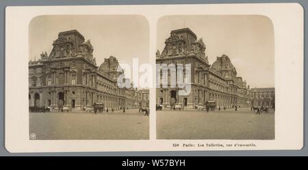 Facciata del Palais des Tuileries a Parigi Parigi: Les Tuileries, vue d'ensemble (titolo in oggetto), facciata (o casa o edificio), il palazzo, Palais des Tuileries, Neue Photographische Gesellschaft (menzionato in oggetto), Parigi, nel o dopo il 1895 - c. 1905, cartone, carta fotografica, gelatina silver stampa, h 88 mm × W 179 mm Foto Stock