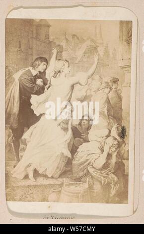 La riproduzione fotografica di (presumibilmente) una stampa dopo il lavoro da W. von Kaulbach: Clärchen (Egmont) Clärchen (Egmont) W. von Kaulbach (titolo in oggetto), parte di album di foto con 16 cartes-de-visite di figure femminili dal lavoro di JW von Goethe., adolescente, giovane donna, maiden, Andries Jager, Amsterdam, c. 1860 - c. 1890, carta, carta fotografica, cartone, albume stampa, h 77 mm × W 55 mm Foto Stock