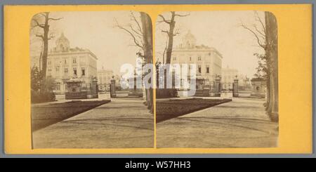 Bruxelles, Vue dans le parc, la griglia d'entree e Godefroi de Bouillon, BT, 1860 - 1870 Foto Stock