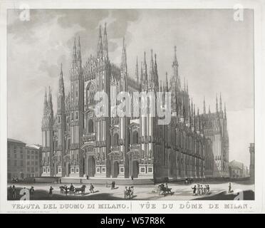 Il Duomo di Milano Veduta del Duomo di Milano / Vûe du Dôme de Milan (titolo in oggetto), la vista del Duomo di Milano, chiesa (esterno), Dom, Domenico Landini (menzionato in oggetto), Italia, 1800 - 1899, carta, attacco, h 555 mm × W 685 mm Foto Stock