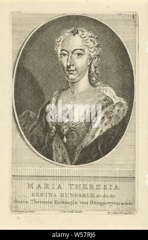 Ritratto di Imperatrice Maria Teresa, ritratto di Maria Theresia, Imperatrice d'Austria, regina di Ungheria e di Boemia, Maria Theresia (romano-germanico Imperatrice), Jan l'Ammiraglio (menzionato in oggetto), Amsterdam, 1736 - 1776, carta, attacco, h 175 mm × W 112 mm Foto Stock