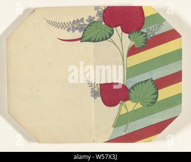 Motivo decorativo con paulownia fiori e foglie, ottagonale stampa in album con 39 stampe., anonimo, Giappone, 1880 - 1890, carta, colore xilografia, h 223 mm × W 287 mm Foto Stock