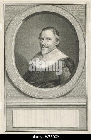Ritratto di François van Aerssen, Busto a sinistra di François van Aerssen, signore di Sommelsdijk, in un ovale. Sotto il ritratto di un campo vuoto per il suo nome., Jonkheer François van Aerssen, Jacob Houbraken, Amsterdam, 1747 - 1759, carta, incisione h 183 mm × W 120 mm Foto Stock