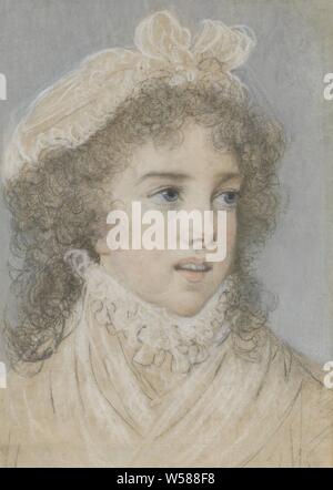 Yolande Gabrielle Martine (1749-93), duchesse de Polignac (tergo: schizzo di una donna in piedi con velo), Ritratto di Yolande Gabrielle Martine (1749-93), duchesse de Polignac. Busto a destra. Sul retro un schizzo di una donna in piedi con velo., storico persone - BB - Donna, Yolande Martine Gabrielle de Polastron duchessa di Polignac, Elisabeth Vigée-Le Brun, 1765 - 1842, carta, h 432 mm × W 283 mm Foto Stock