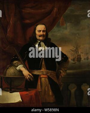 Michiel de Ruyter come Lieutenant-Admiral, Michiel de Ruyter come Lieutenant-Admiral, Ritratto di Michiel Adriaenszoon de Ruyter (1607-1676), Vice Ammiraglio, Ferdinand Bol, 1667, tela, pittura a olio (vernice), h 157 cm × W 138 cm Foto Stock