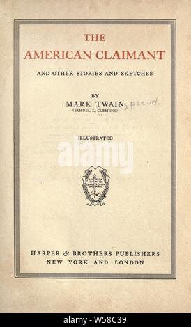 L'attore americano : e altre storie e schizzi : Twain, Mark, 1835-1910 Foto Stock