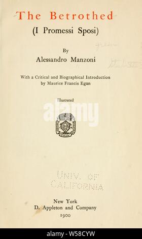 Il fidanzato (I promessi sposi) : Manzoni, Alessandro, 1785-1873 Foto Stock
