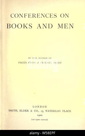 Conferenze su libri e uomini : Beeching, H. C. (Henry Charles), 1859-1919 Foto Stock