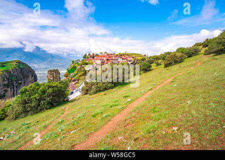 Panorama paesaggio fotografico di Meteora, UNESCO elencati complesso del convento, Grecia Foto Stock