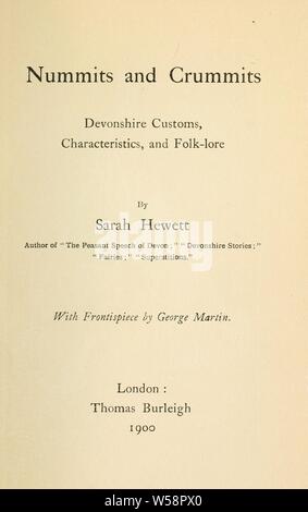 E Nummits crummits; Devonshire doganale, caratteristiche, e folk-lore : Hewett, Sarah Foto Stock