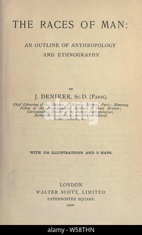 Le gare dell'uomo : un profilo di Antropologia ed Etnografia : Deniker, Giuseppe, 1852-1918 Foto Stock