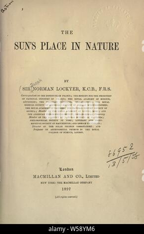 Il sun il luogo in natura : Lockyer, Sir Joseph Norman, 1836-1920 Foto Stock