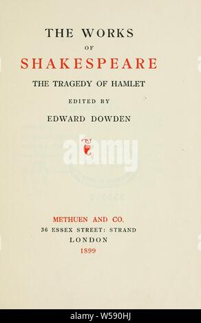 La tragedia di Amleto : Shakespeare, William, 1564-1616 Foto Stock