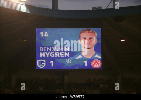 GENK, Belgio - 26 Luglio: illustrazione immagine mostra il quadro di valutazione dopo Benjamin Nygren della KRC Genk rigata durante la Jupiler Pro League Match Day 1 tra KRC Genk e Kv Kortrijk sulla luglio 26, 2019 a Genk, in Belgio. (Foto di Vincent Van Doornick/Isospo Credito: Pro scatti/Alamy Live News Foto Stock
