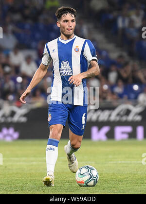 Barcellona, Spagna. 26 Luglio, 2019. Barcellona, 25-07-2019. UEFA Europa League, Secondo Round associati alla promozione, prima gamba. Espanyol-Stjarnan. Lluis Lopez dell Espanyol durante il match Espanyol-Stjarnan. Credito: Pro scatti/Alamy Live News Foto Stock