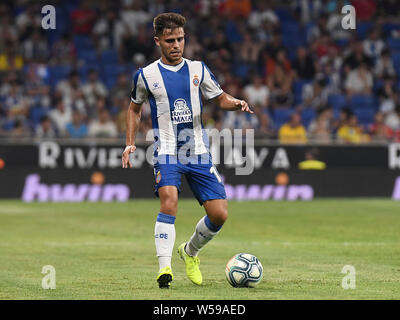 Barcellona, Spagna. 26 Luglio, 2019. Barcellona, 25-07-2019. UEFA Europa League, Secondo Round associati alla promozione, prima gamba. Espanyol-Stjarnan. Oscar Melendo dell Espanyol durante il match Espanyol-Stjarnan. Credito: Pro scatti/Alamy Live News Foto Stock